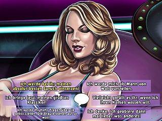 Sexy Blondine in schwarzen Dessous masturbiert mit einem Dildo